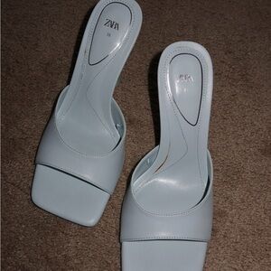 Zara Sky Blue Mules for Women